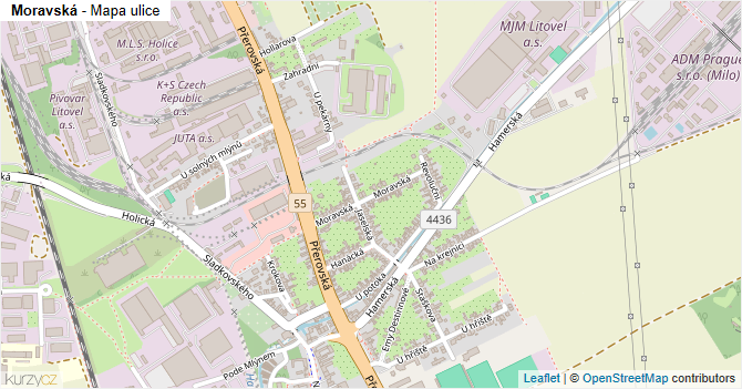 Moravská - mapa ulice