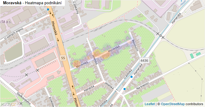 Moravská - mapa podnikání