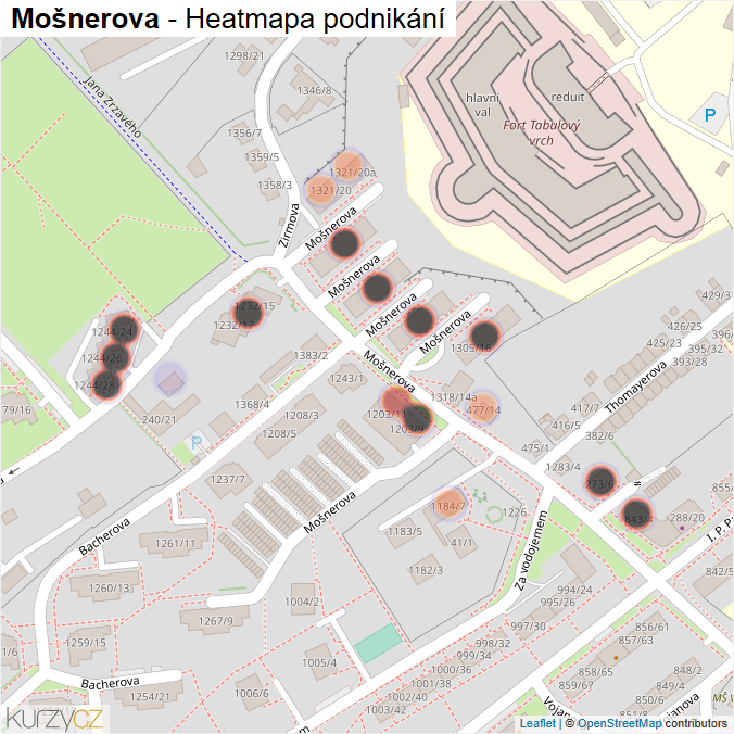 Mapa Mošnerova - Firmy v ulici.