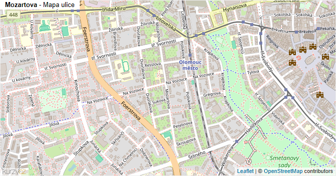 Mozartova - mapa ulice