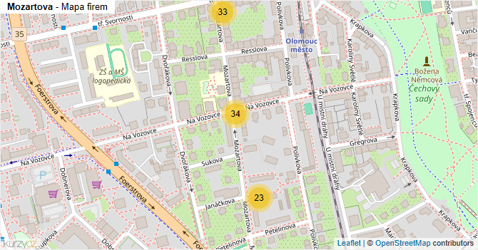 Mozartova - mapa firem