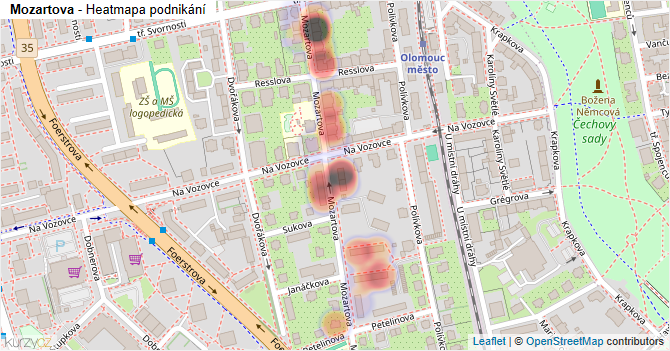 Mozartova - mapa podnikání