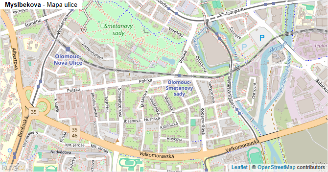 Myslbekova - mapa ulice