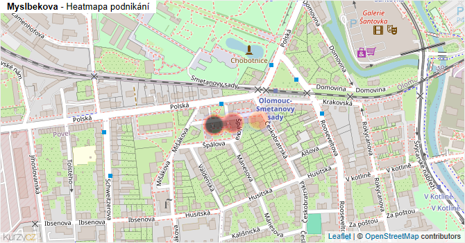 Myslbekova - mapa podnikání