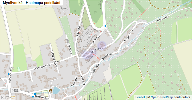 Myslivecká - mapa podnikání