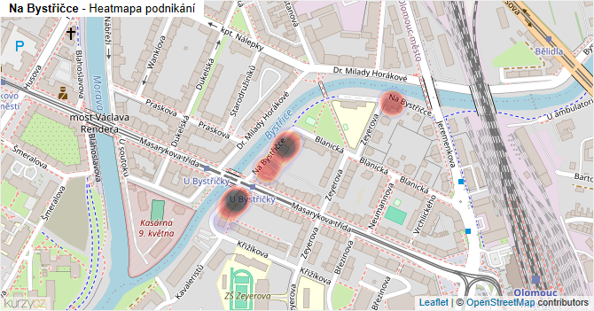 Na Bystřičce - mapa podnikání