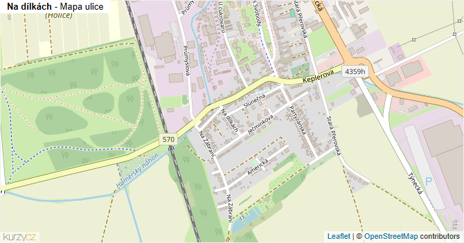Na dílkách - mapa ulice