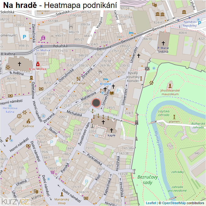 Mapa Na hradě - Firmy v ulici.