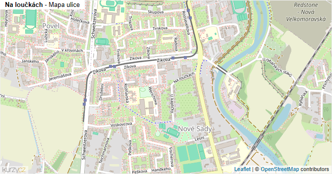 Na loučkách - mapa ulice