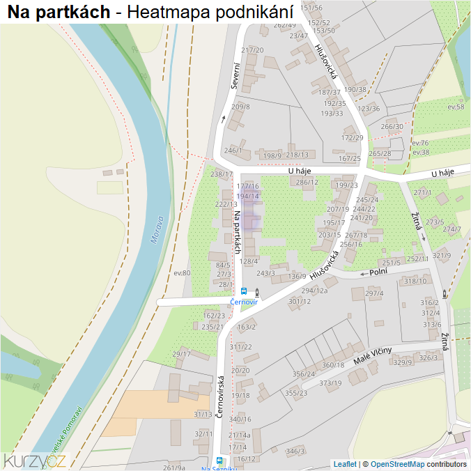 Mapa Na partkách - Firmy v ulici.