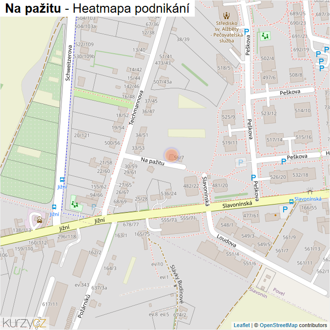 Mapa Na pažitu - Firmy v ulici.