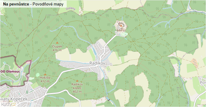 Na pevnůstce - záplavové mapy stoleté vody