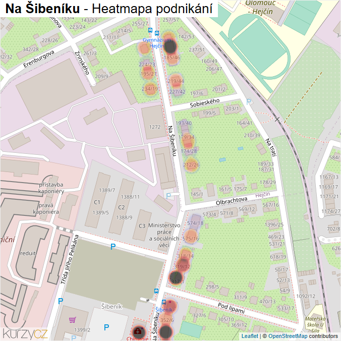 Mapa Na Šibeníku - Firmy v ulici.