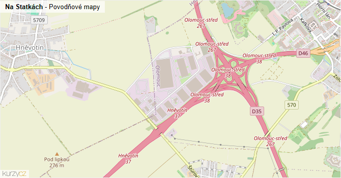 Na Statkách - záplavové mapy stoleté vody