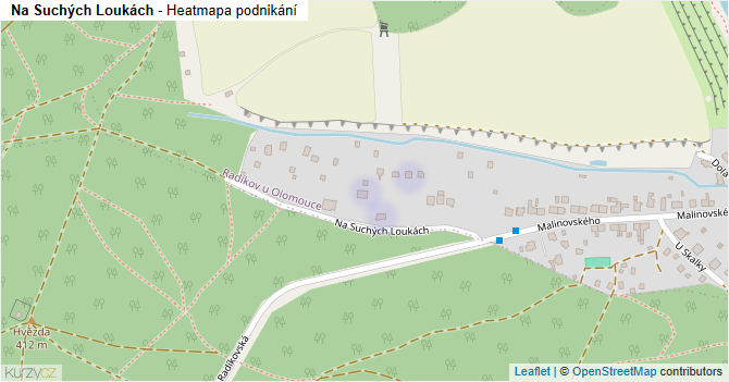 Na Suchých Loukách - mapa podnikání