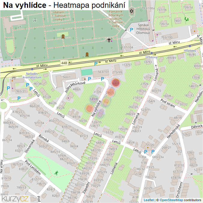 Mapa Na vyhlídce - Firmy v ulici.