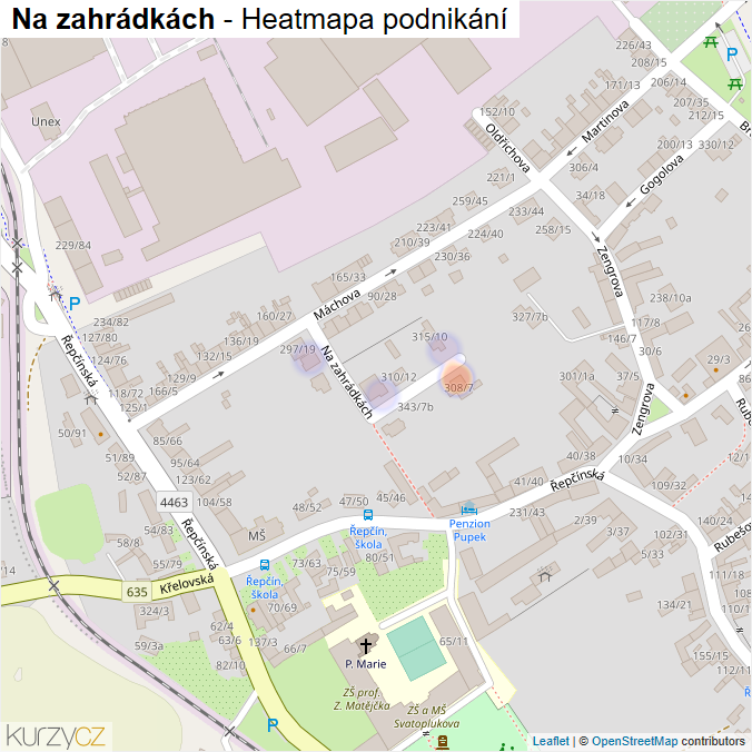 Mapa Na zahrádkách - Firmy v ulici.