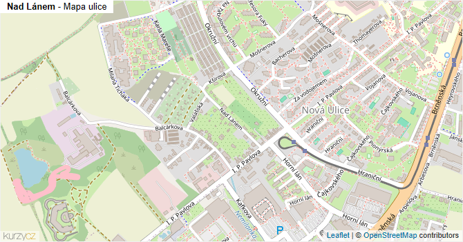 Nad Lánem - mapa ulice