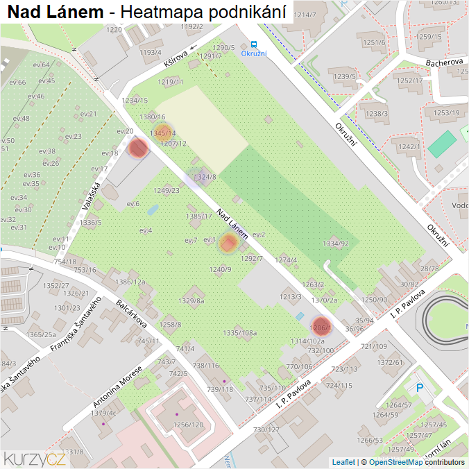 Mapa Nad Lánem - Firmy v ulici.