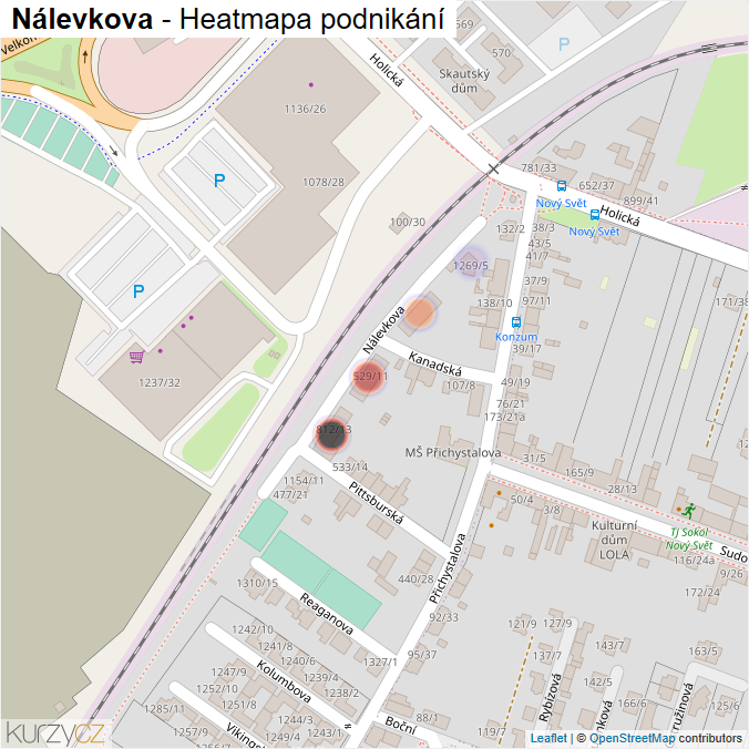 Mapa Nálevkova - Firmy v ulici.