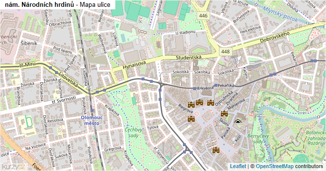 nám. Národních hrdinů - mapa ulice