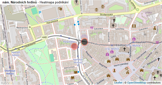 nám. Národních hrdinů - mapa podnikání