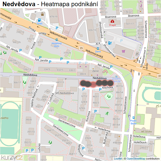 Mapa Nedvědova - Firmy v ulici.
