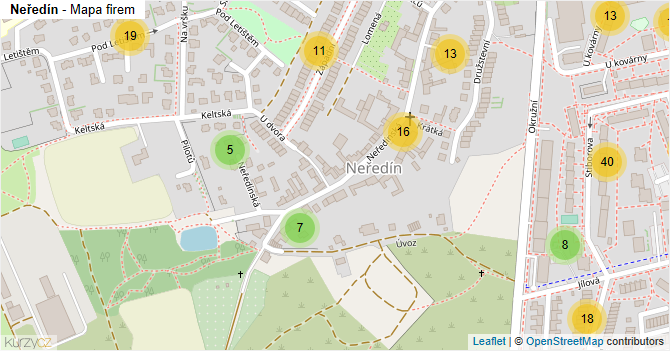 Neředín - mapa firem
