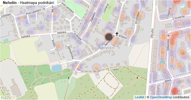 Neředín - mapa podnikání