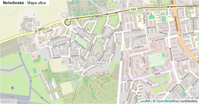 Neředínská - mapa ulice