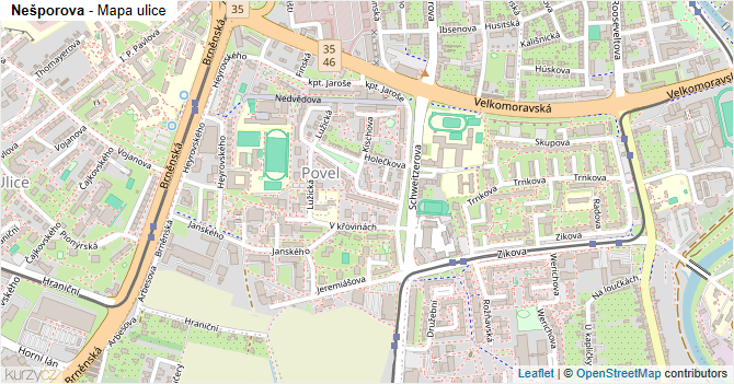 Nešporova - mapa ulice