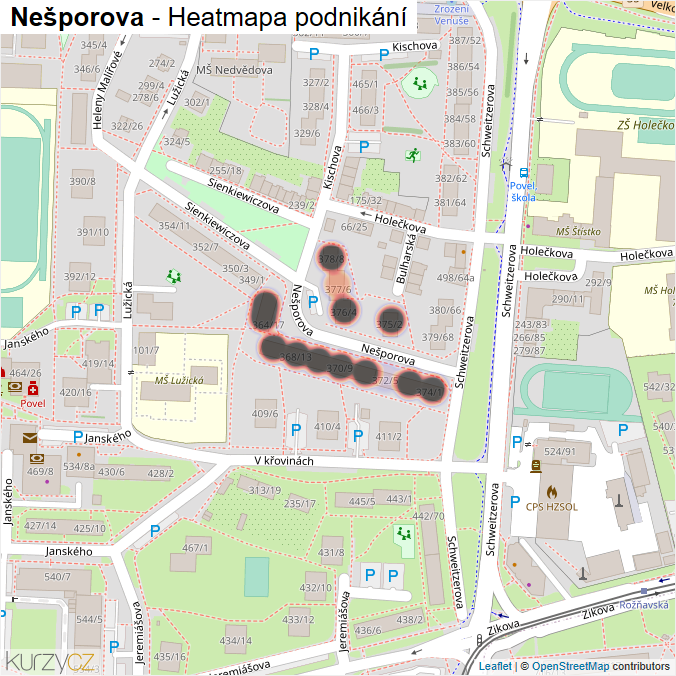 Mapa Nešporova - Firmy v ulici.