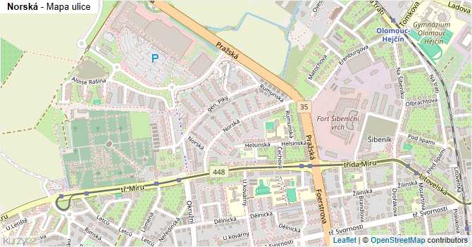 Norská - mapa ulice
