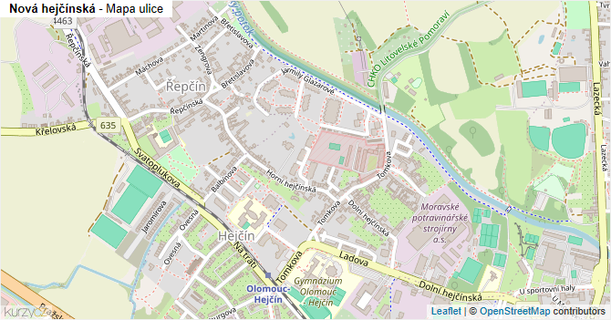 Nová hejčínská - mapa ulice