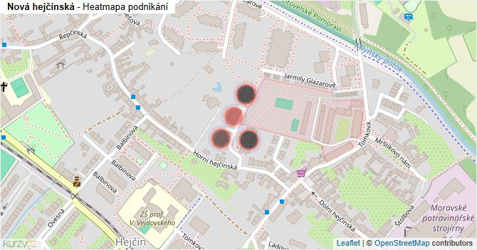 Nová hejčínská - mapa podnikání