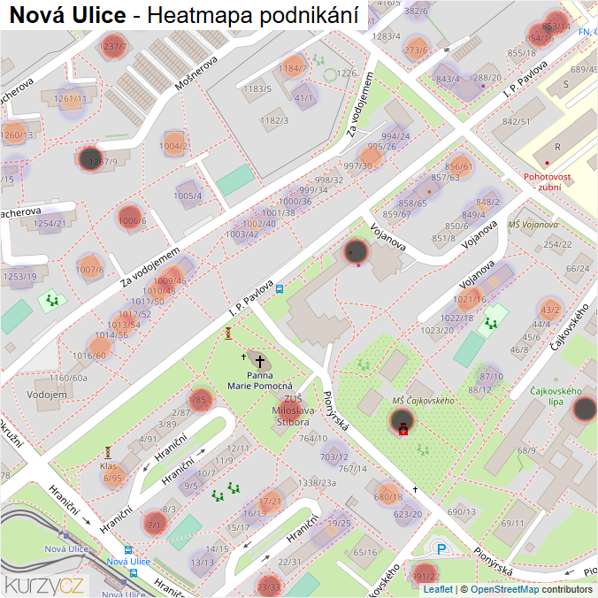 Mapa Nová Ulice - Firmy v části obce.