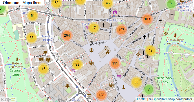 Olomouc - mapa firem