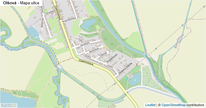 Olšová - mapa ulice