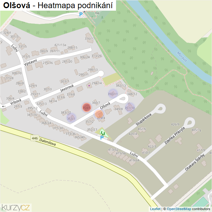 Mapa Olšová - Firmy v ulici.