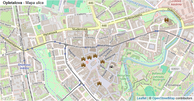 Opletalova - mapa ulice