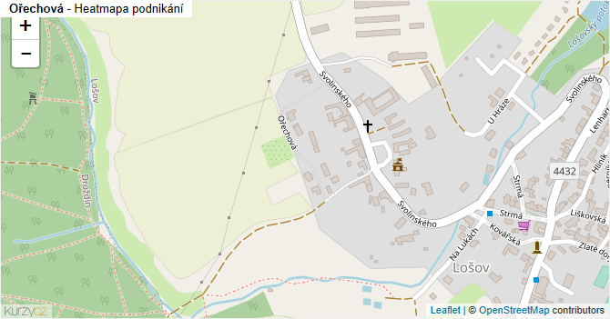 Ořechová - mapa podnikání