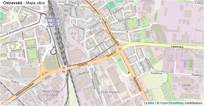 Ostravská - mapa ulice