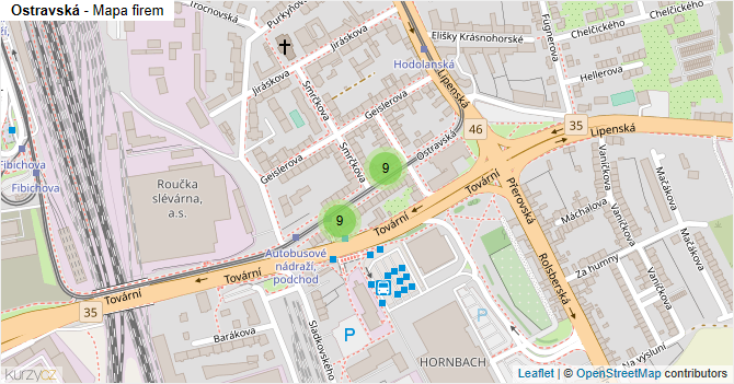 Ostravská - mapa firem