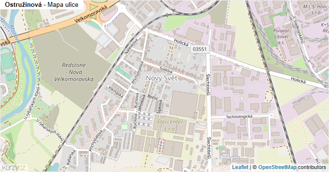 Ostružinová - mapa ulice