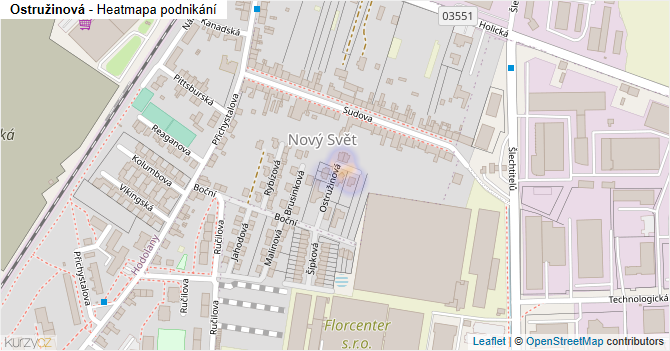 Ostružinová - mapa podnikání