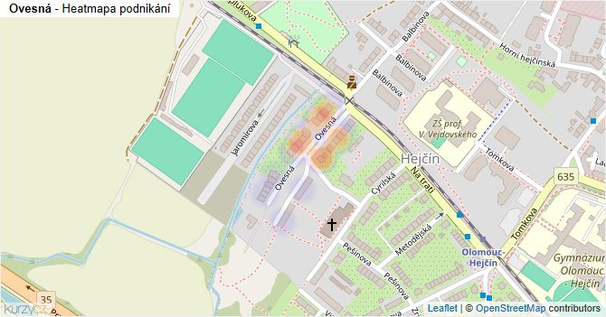 Ovesná - mapa podnikání