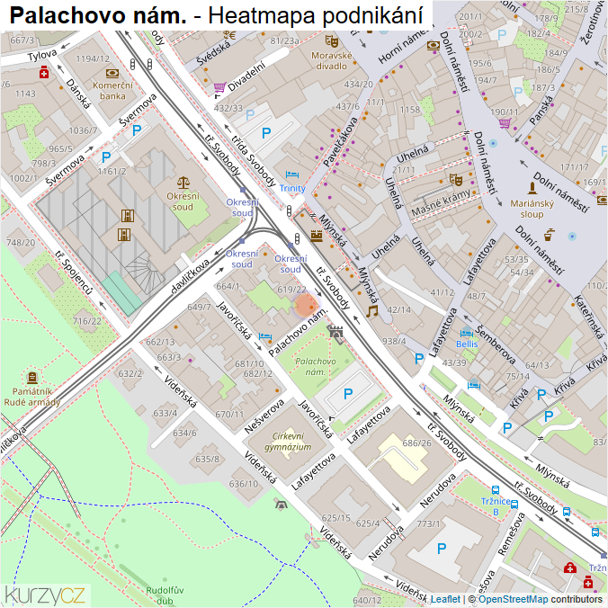 Mapa Palachovo nám. - Firmy v ulici.