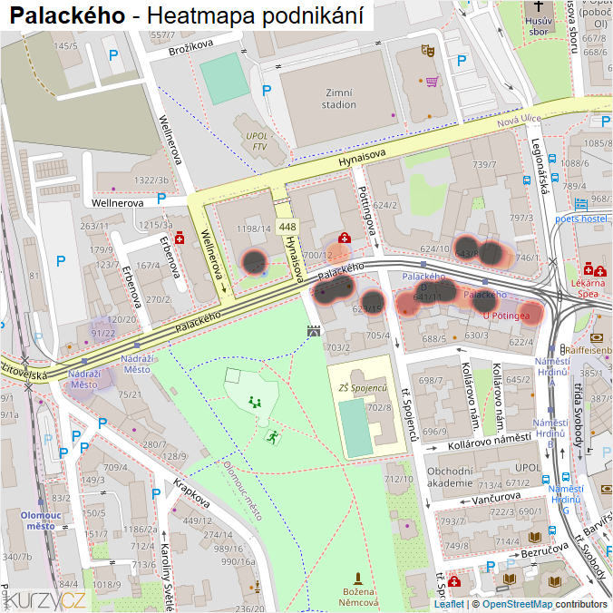 Mapa Palackého - Firmy v ulici.