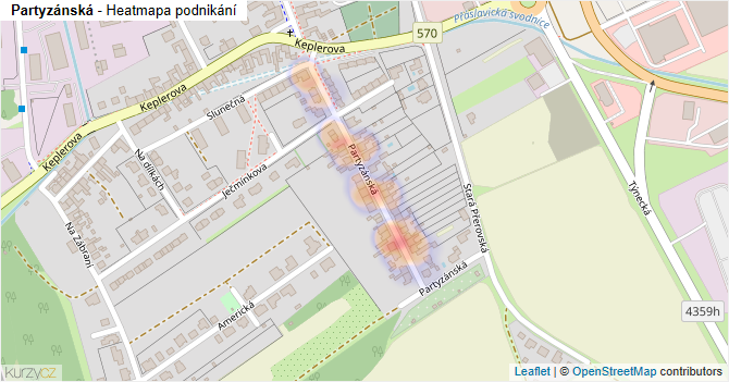 Partyzánská - mapa podnikání