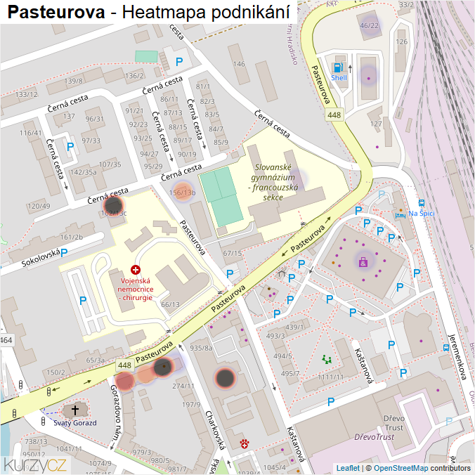 Mapa Pasteurova - Firmy v ulici.